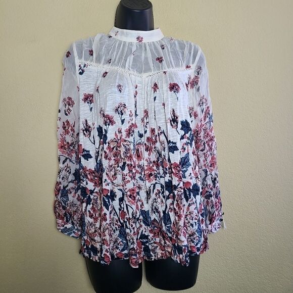 Lucky Brand Sheer Boho Top - Picture 1 of 8